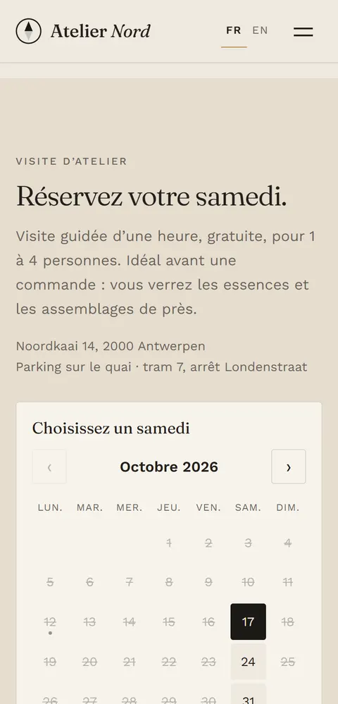 Écran mobile 3 du site Atelier Nord