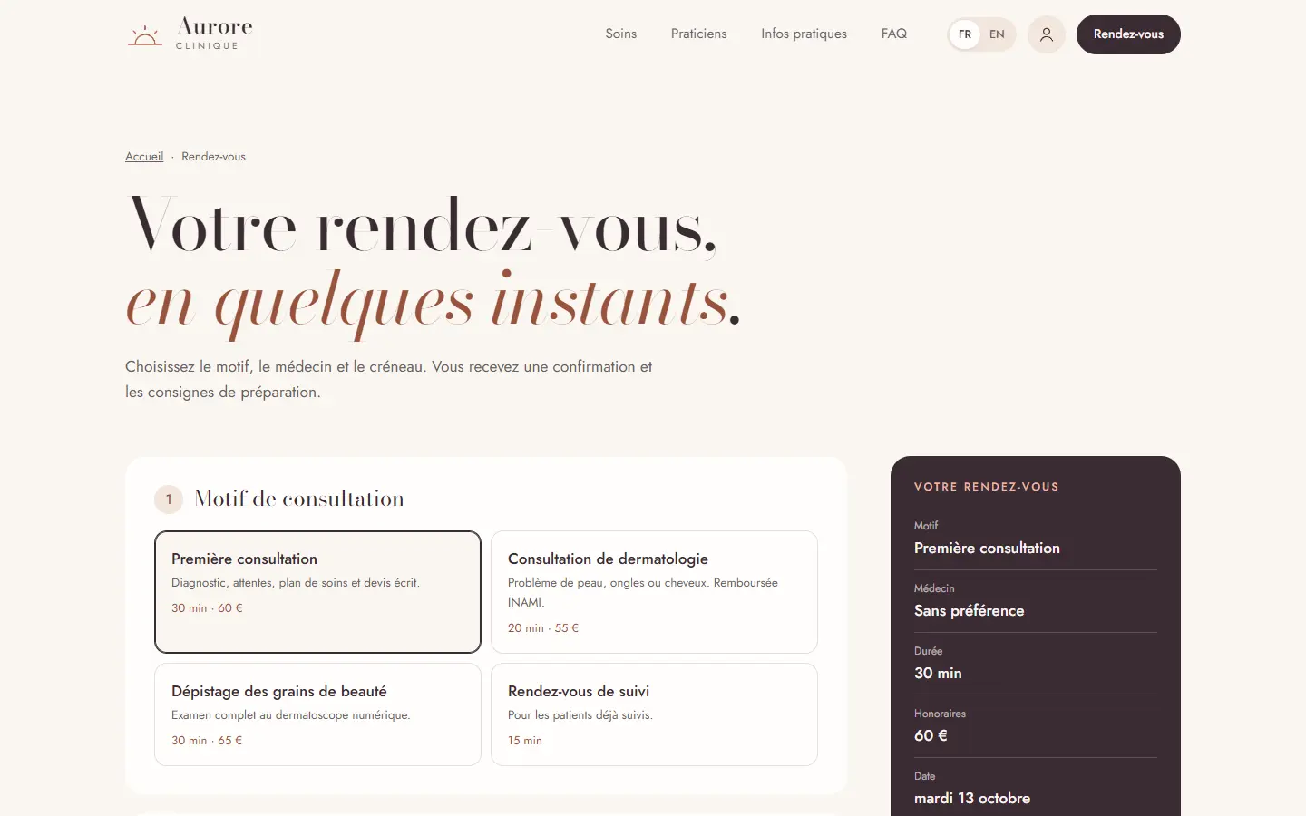 Rendez-vous selon le médecin
