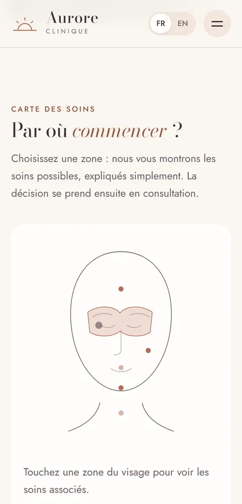 Écran mobile 2 du site Clinique Aurore