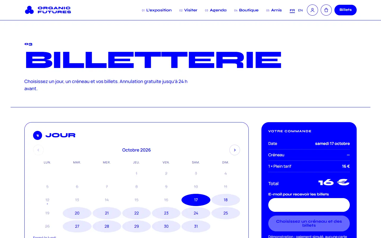 Billetterie par créneau