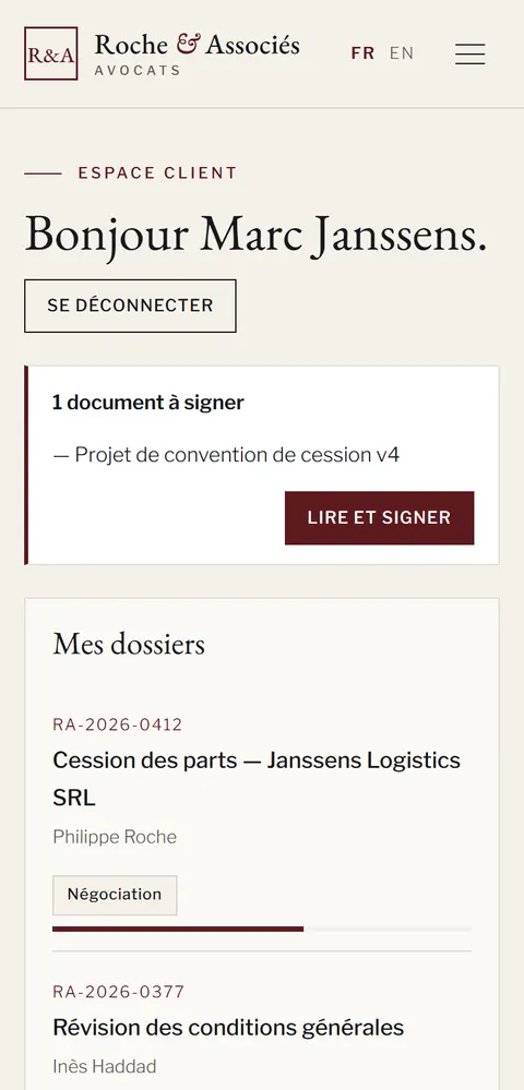 Écran mobile 3 du site Roche & Associés